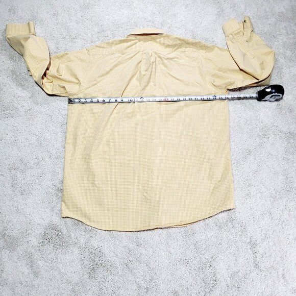 LL Bean Wicked Good Button Down Shirt Men XLT Yellow Regular Houndstooth Plaid - Picture 6 of 8